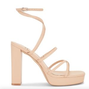 Jeffrey Campbell Strappy Block Heel Platform Nude Negroni Sandal